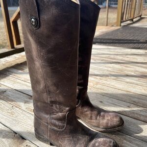 Frye Melissa button distressed slate brown size 8.5 boots Frye Leather Boots